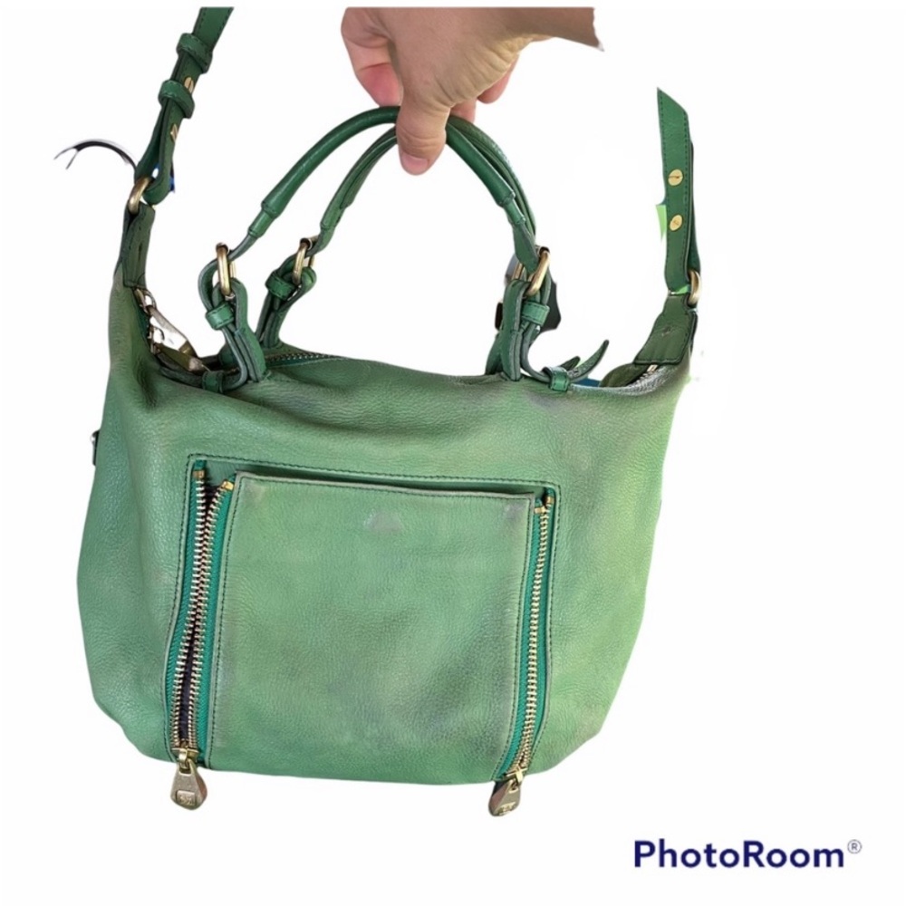 Pour La Victoire green leather top handle bag